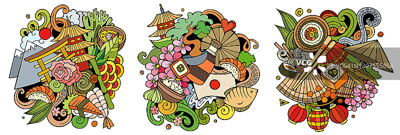 日本卡通矢量涂鸦设计集。图片素材