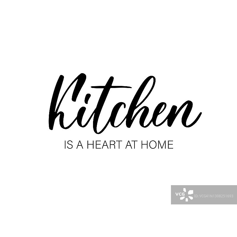 厨房是一幅居家心术——手绘书法和刻字题词。图片素材
