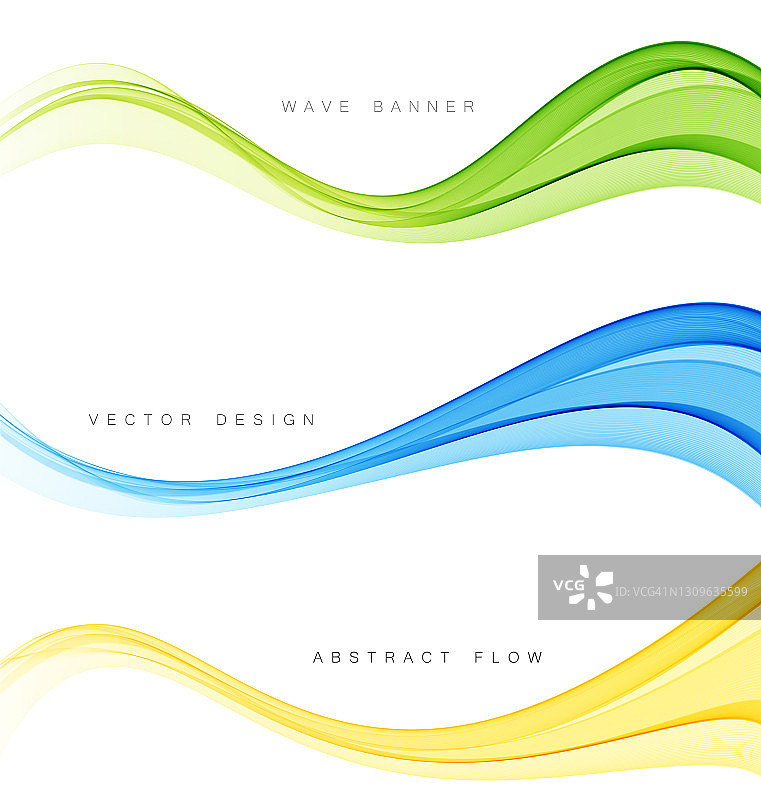 一套彩色抽象波浪设计元素图片素材