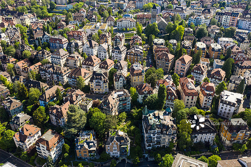 苏黎世，瑞士最大城市，高档住宅区鸟瞰图图片素材