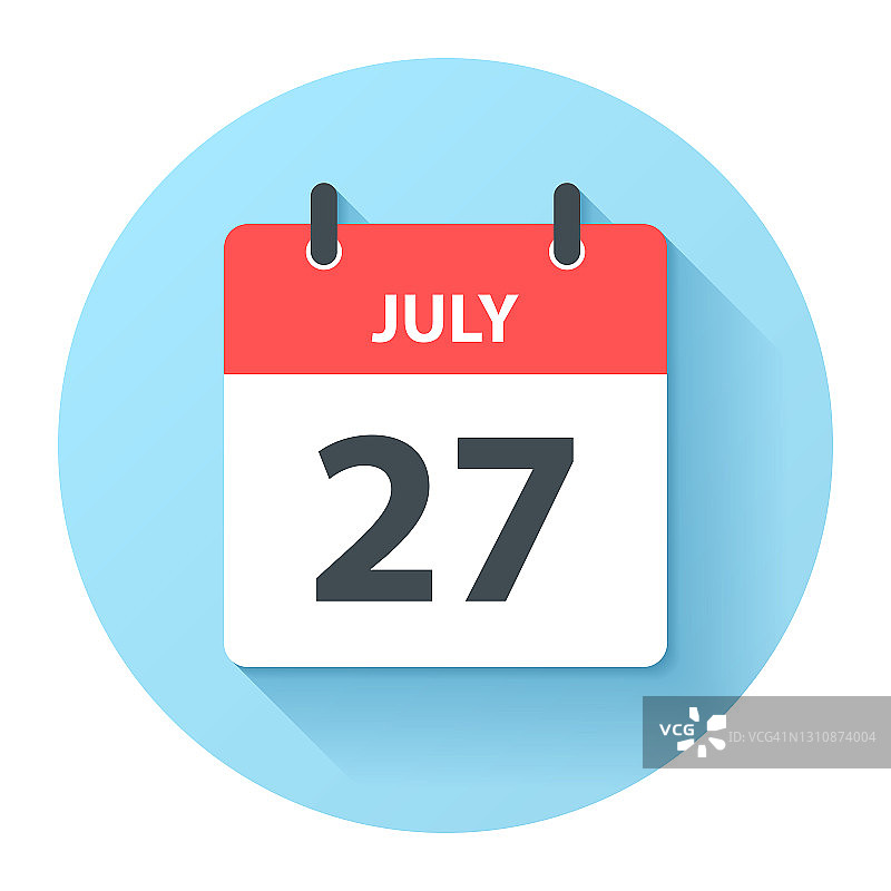 7月27日-圆日日历图标在平面设计风格图片素材