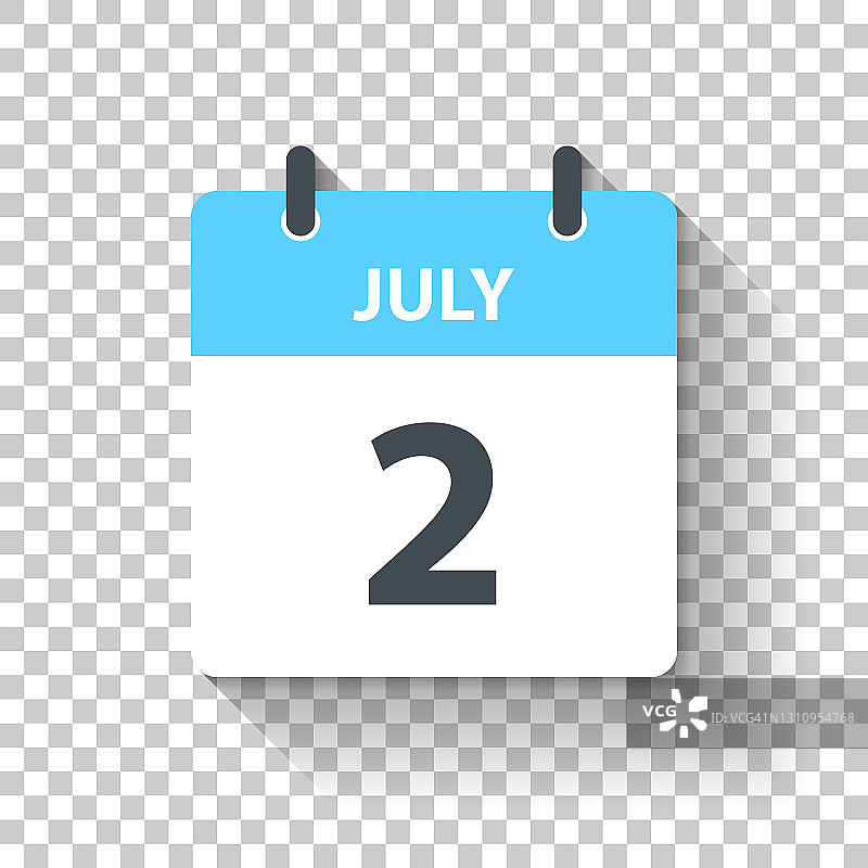 7月2日-日日历图标在平面设计风格图片素材