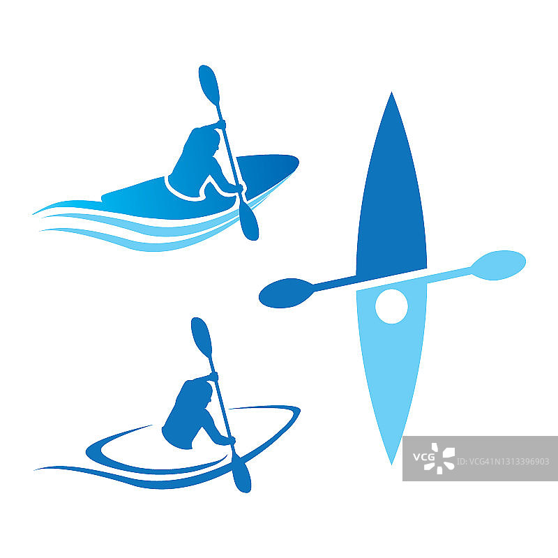 独木舟运动标志设置与蓝色图片素材
