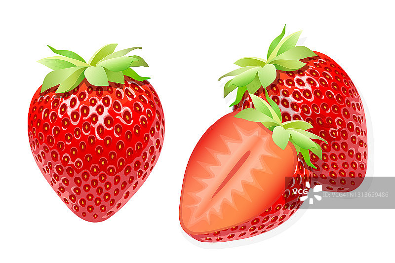 草莓甜水果插图网页孤立在白色的背景图片素材