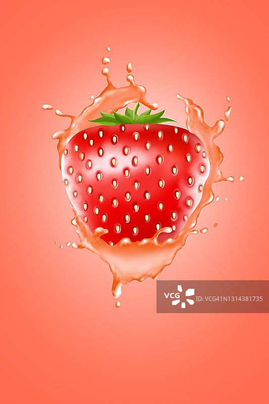 红色多汁的草莓，逼真的插图图片素材