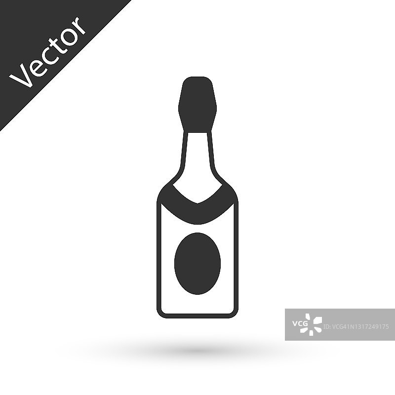 灰色香槟瓶图标孤立在白色背景。向量图片素材