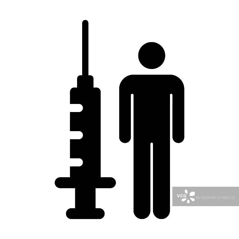 疫苗图标载体用注射注射器男性符号用于医疗保健治疗的象形文字图片素材