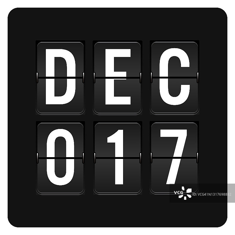 12月17日-每日日历和黑色翻转记分板数字计时器与日期图片素材
