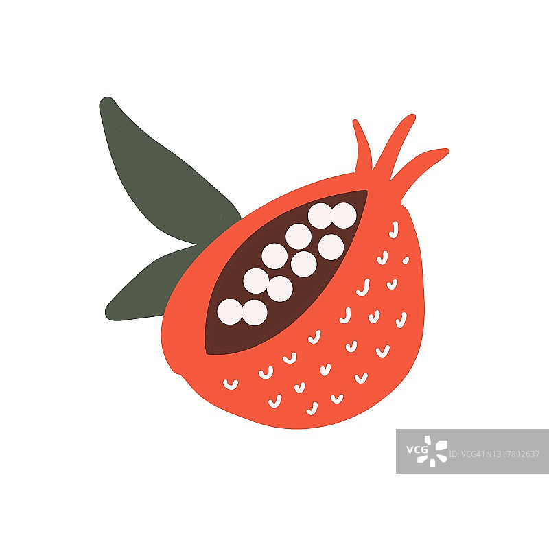 明亮的插图。水果和浆果背景。卡通和扁平的水果。手榴弹隔离图片素材