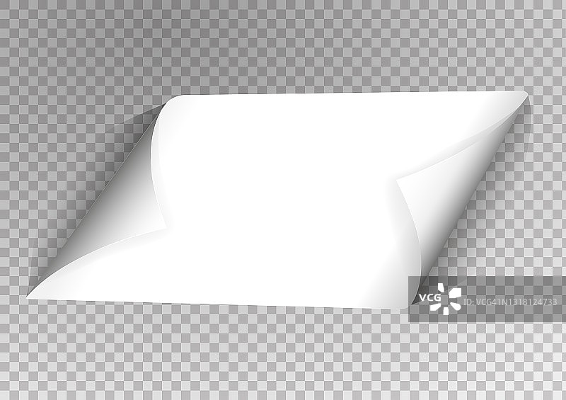 矢量现实的白纸角与透明的背景阴影。一张白纸。设计元素图片素材