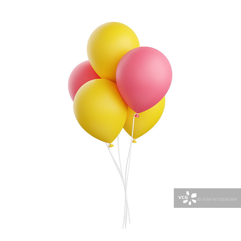 彩色气球3d渲染插图孤立的白色背景。图片素材