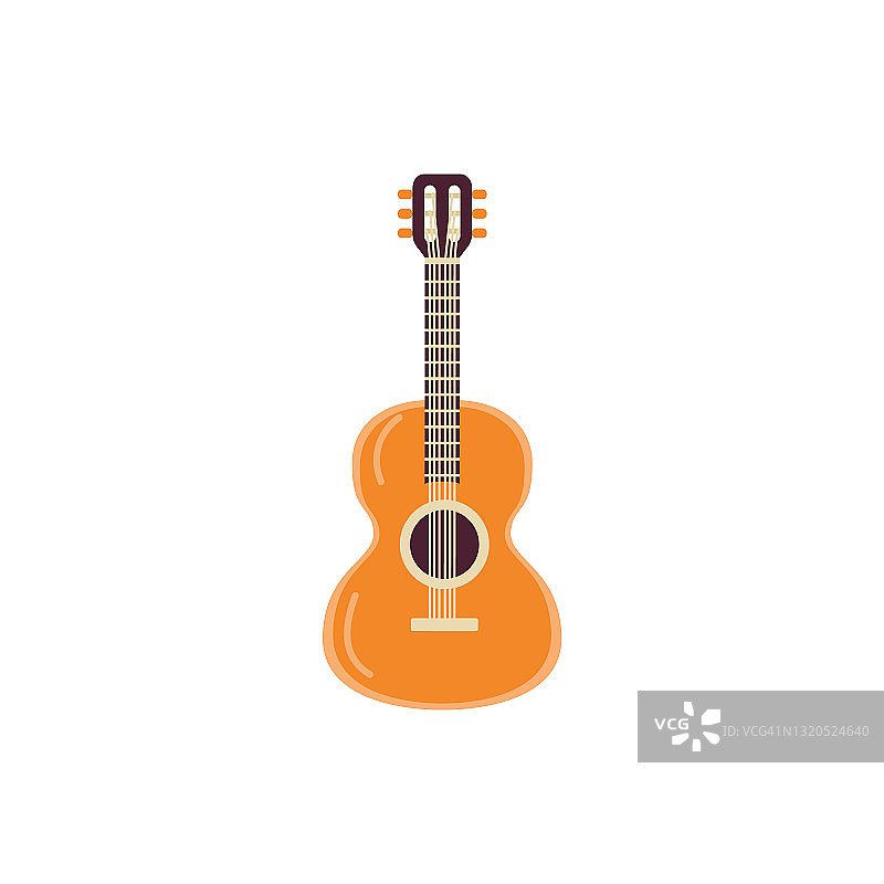 木制古典弦乐器的图标-原声吉他。图片素材