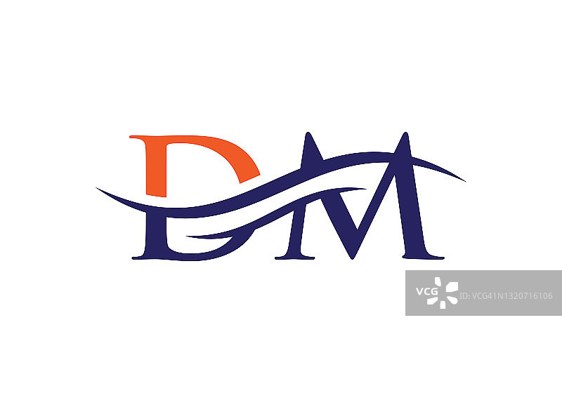 字母DM设计矢量标志。DM字母标志设计具有现代时尚感图片素材
