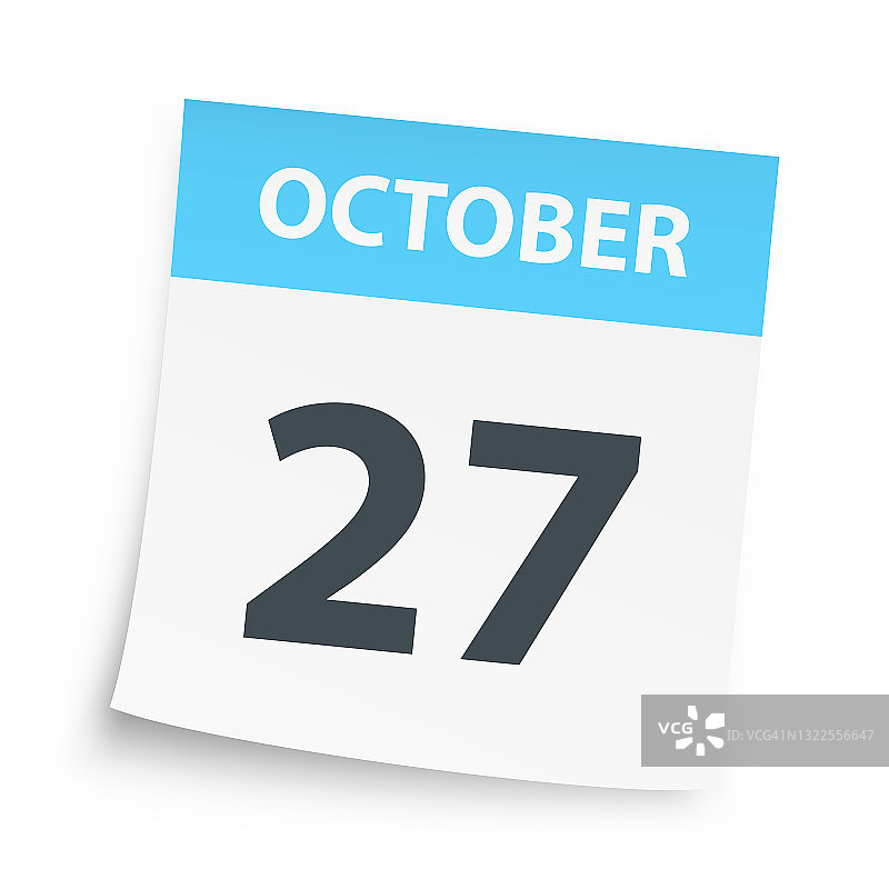 10月27日-日日历在白色的背景图片素材