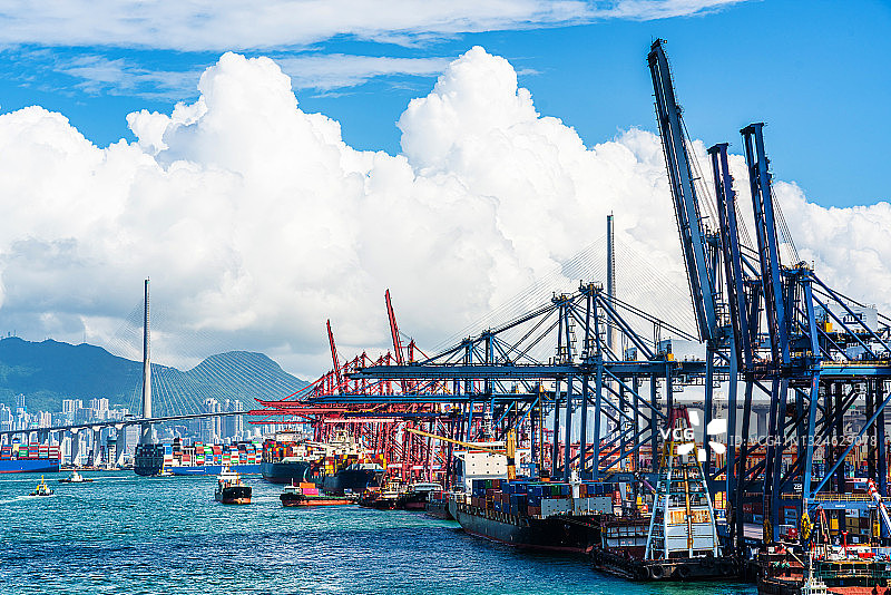 香港货柜起重机码头一览图片素材