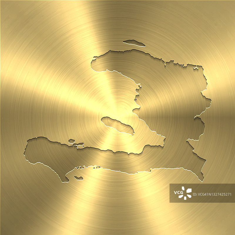 海地地图上的黄金背景-圆形拉丝金属纹理图片素材