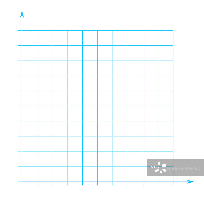 方格纸。数学图形。有x轴，y轴的笛卡尔坐标系。平方的背景与颜色线。几何图案用于学校，教育。在透明背景上划线空白图片素材