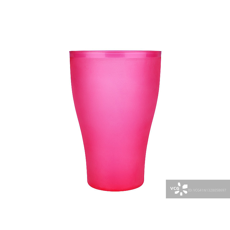 粉色空塑料杯白色背景孤立特写，一次性空白饮料杯，饮料，鸡尾酒，冷水，热咖啡杯，茶，果汁，餐具设计，器具，容器模型图片素材