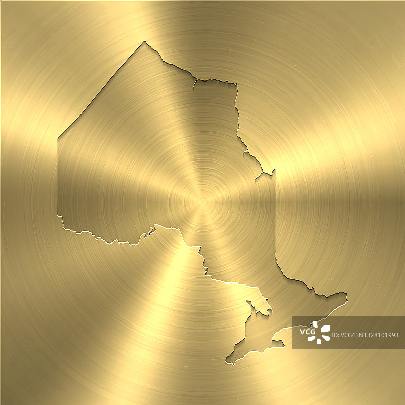 安大略地图上的金色背景-圆形拉丝金属纹理图片素材
