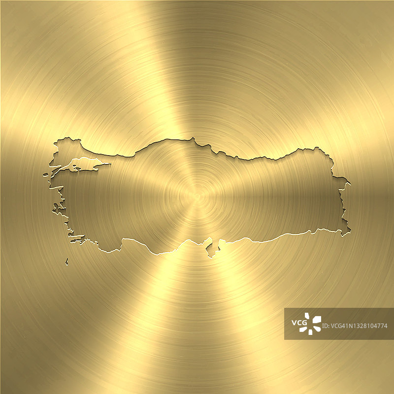 土耳其地图上的金色背景-圆形拉丝金属纹理图片素材