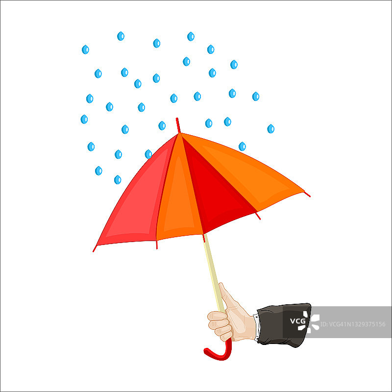手握伞孤立在白色背景。图片素材