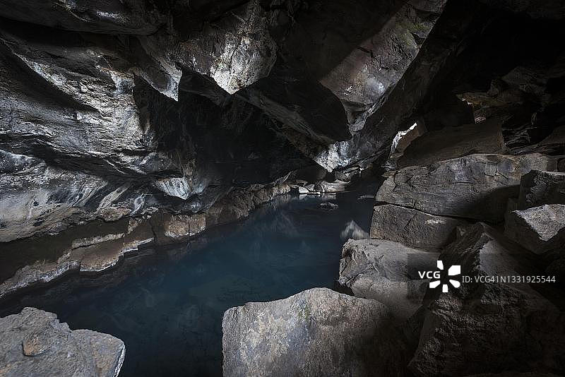 前格约塔加湖，因《权力的游戏》而闻名，靠近雷克雅赫利德，米瓦坦或米瓦坦，冰岛北部克拉弗拉火山系统，冰岛图片素材