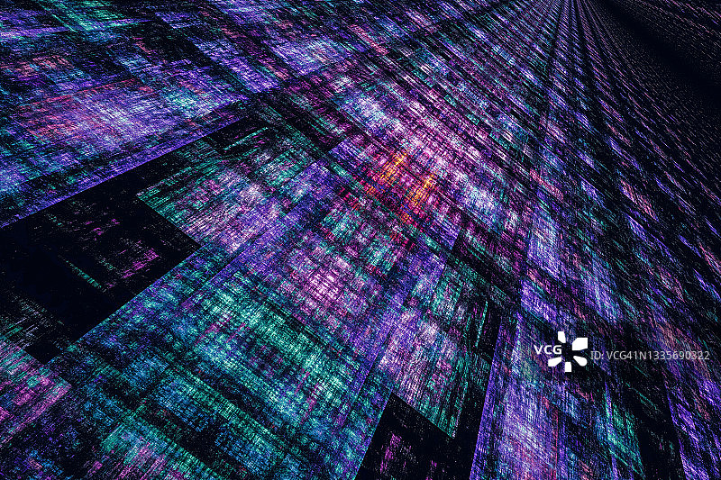 辐射科技城市紫绿分形背景图片素材