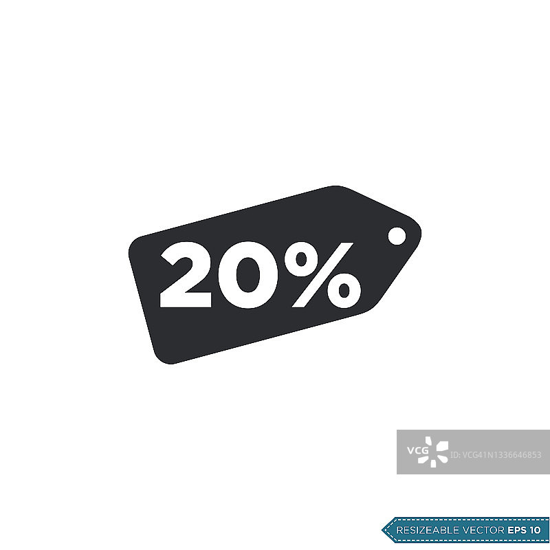 20%折扣标签图标矢量模板平面插图设计图片素材