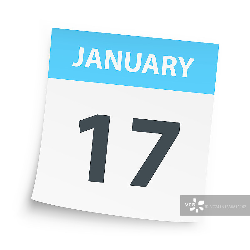 1月17日-每日日历的白色背景图片素材