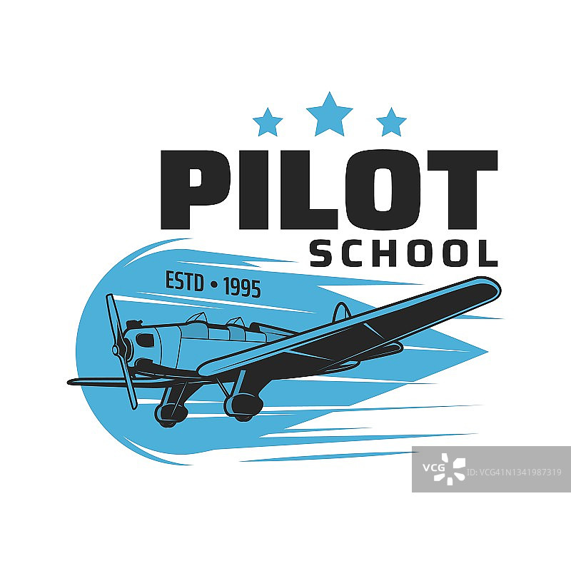 飞行员学校的偶像，老式飞机在天空中飞行图片素材