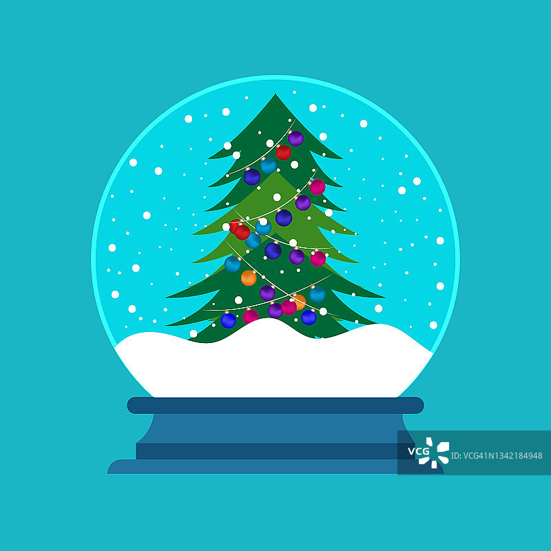 雪花玻璃球与圣诞树装饰图片素材