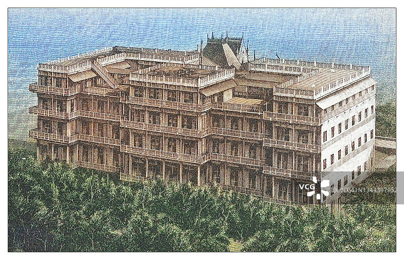 印度孟买Kala Ghoda地区的沃森酒店(滨海大厦)的旧插图图片素材