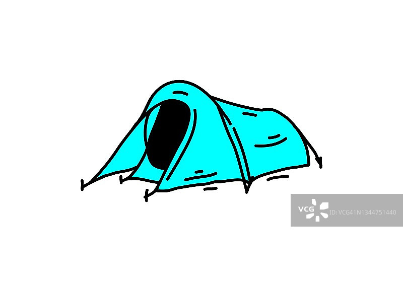 蓝色露营帐篷插图设计图片素材