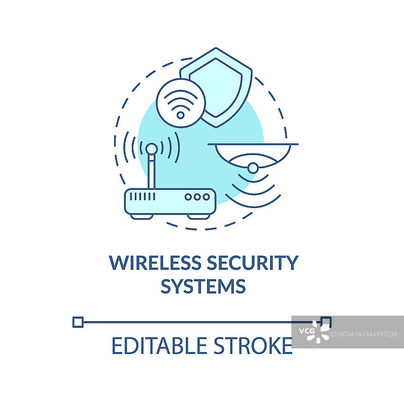 无线安全系统蓝色概念图标图片素材