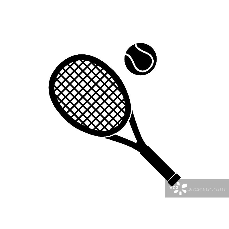 网球拍图标，股票矢量，网球标志孤立在白色背景图片素材