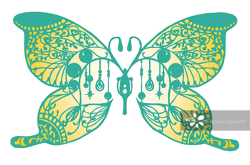剪纸插图蝴蝶与图案图片素材