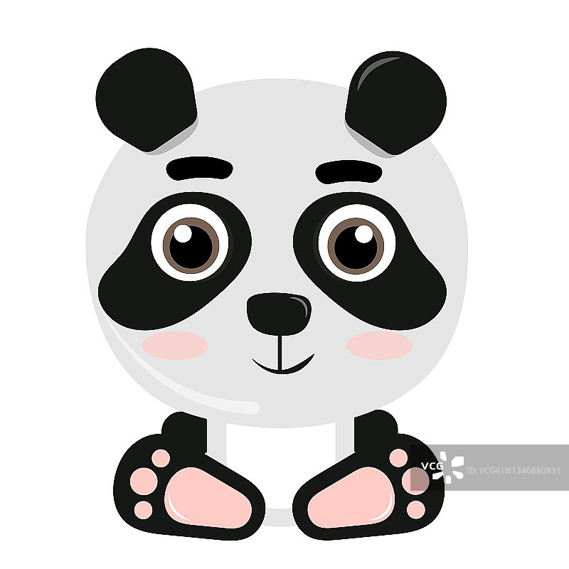 可爱的熊猫宝宝矢量插图。图片素材