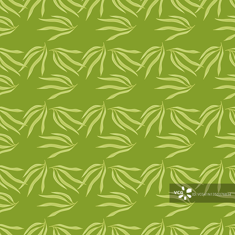有机热带叶无缝模式。绿色背景上的热带叶子。图片素材