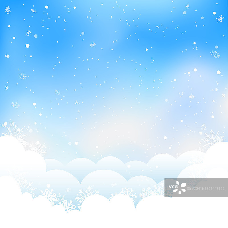 圣诞冬雪蓝天白云图片素材