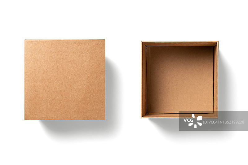 空纸板箱隔离在白色图片素材