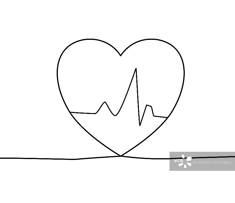 用一条线画一颗心的插图图片素材