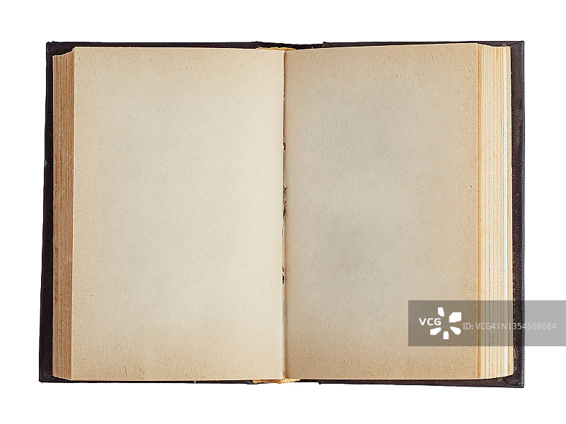 空白页，空白页精装书的书页，孤立在白色背景上图片素材
