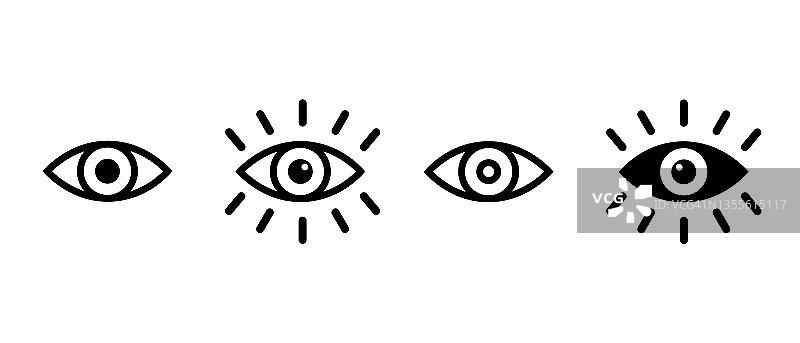 眼睛矢量图标集。视力的象征。眼睛视网膜扫描图片素材