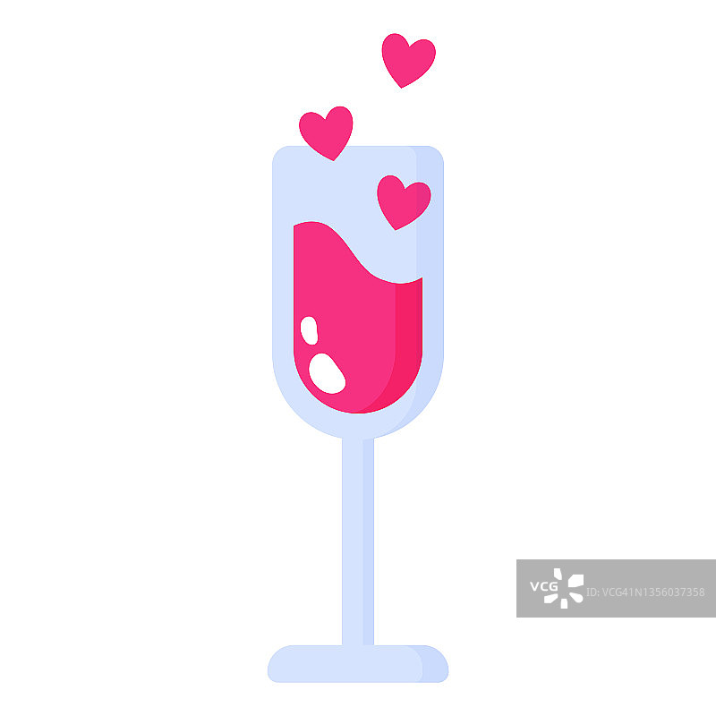 一杯红酒或香槟酒。婚礼和情人节的概念。图片素材