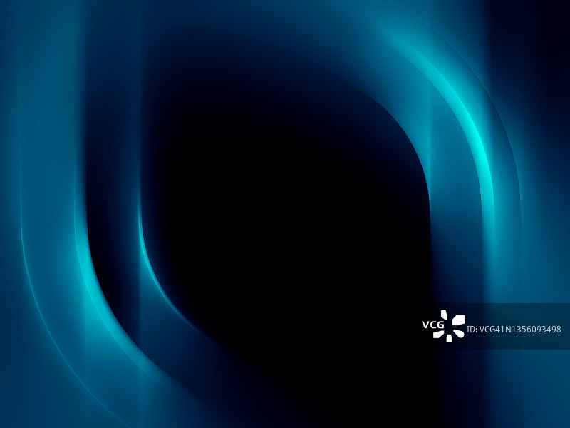 摘要蓝色水模糊漩涡波运动曲线流体软形状在黑色背景图片素材