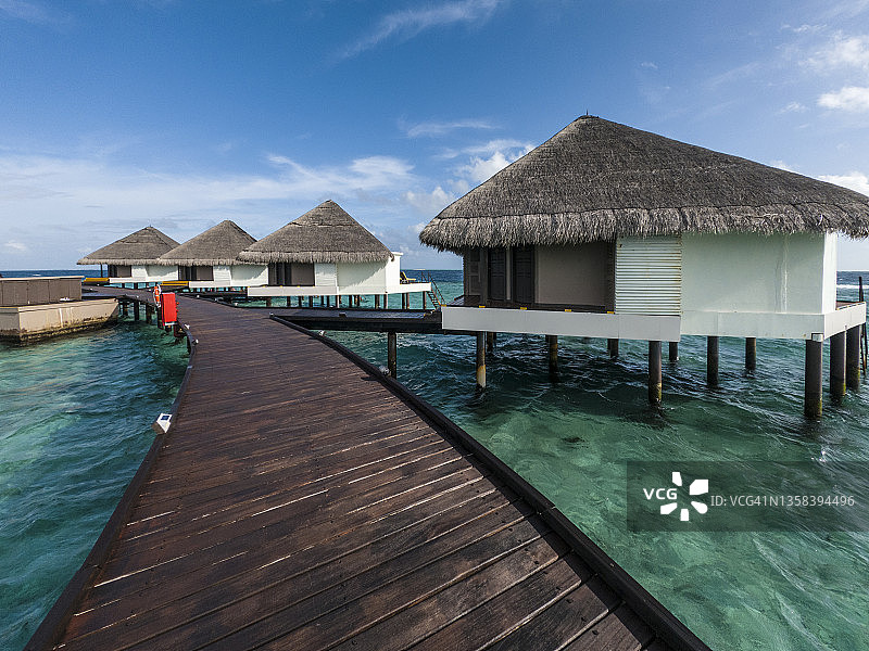 马尔代夫，拉纳利岛的水上平房图片素材