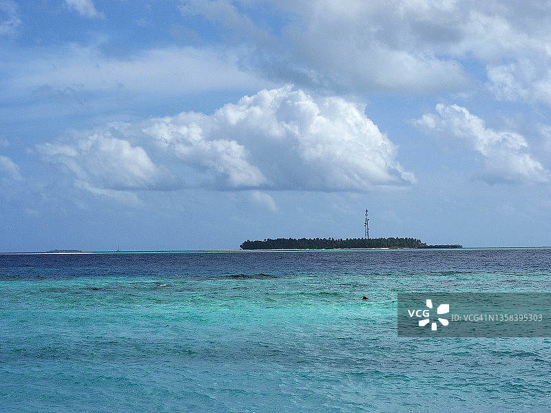 从马尔代夫的拉纳利看到的菲哈尔霍伊岛图片素材