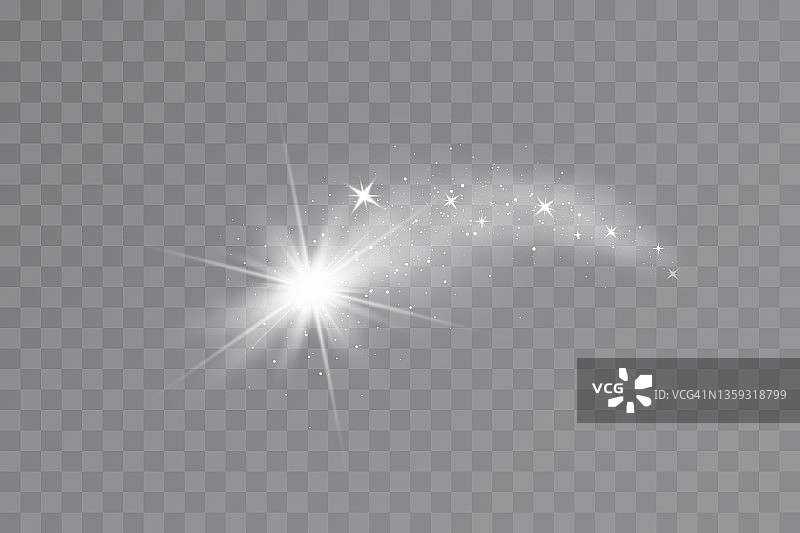 发光效果。矢量插图。圣诞节尘埃破裂。彗星。图片素材