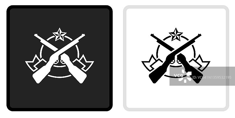 步枪徽章图标黑色按钮与白色翻转图片素材