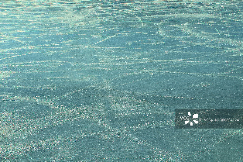 溜冰场上有冰。特写镜头。背景。纹理。图片素材